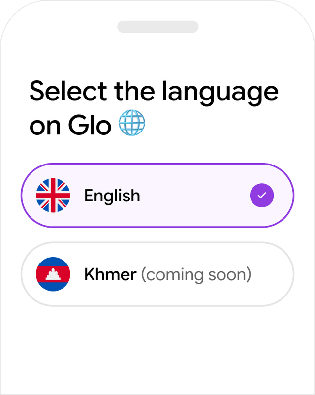 GLO language selection with English and Khmer